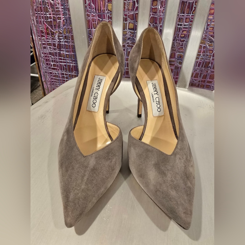 Jimmy Choo "Sophia 100" dark grey suede Pumps (euc)